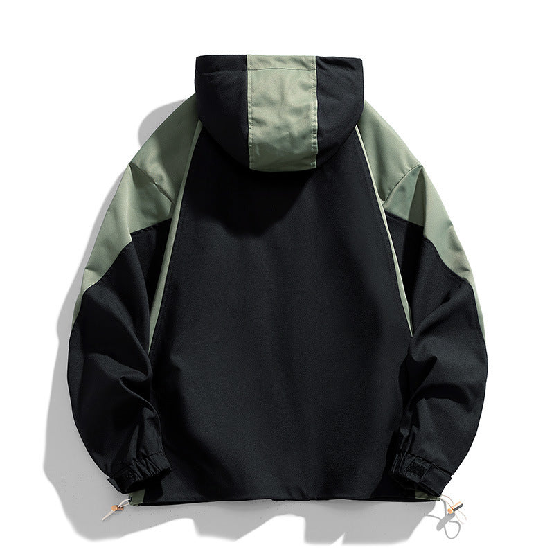 Men Water-resistant Hooded Jacket field in Colour Utility Design with Pocket on the chest
