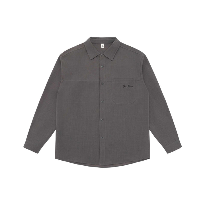 Unisex Lightweight Shirt Jacket in Overshirt Style made of Linen-Cotton Blend with Chest Pocket and Rounded Hem