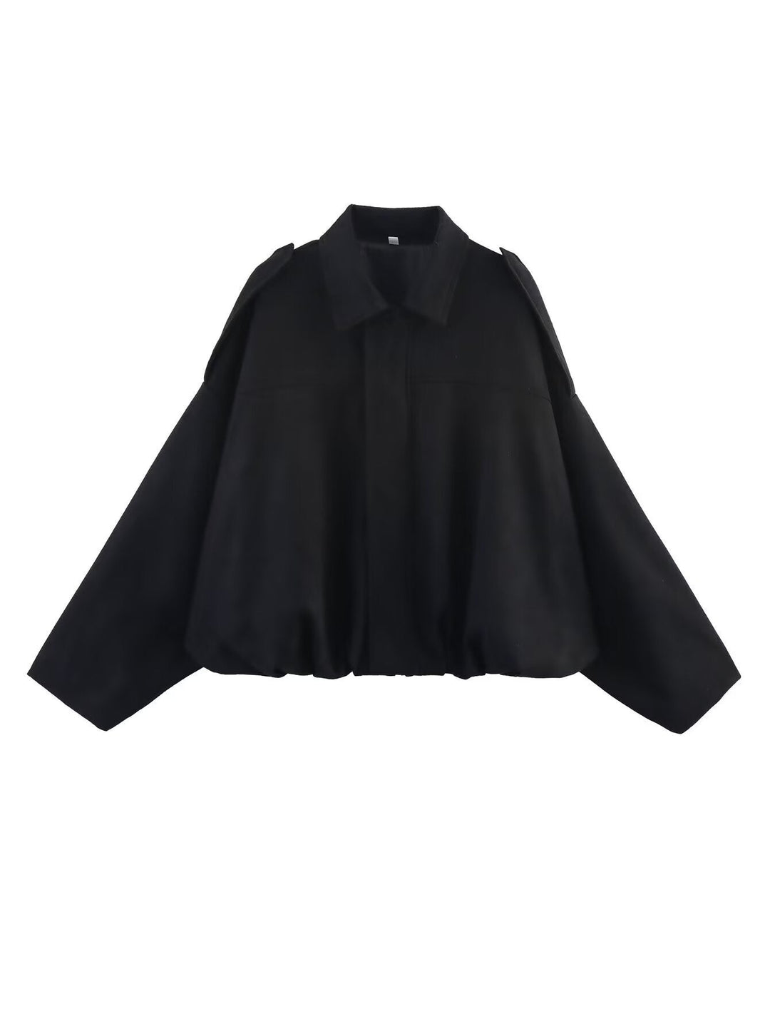 Women Cropped Oversized Blouson Jacket in Velour Look with Drawstring Hem and Epaulettes
