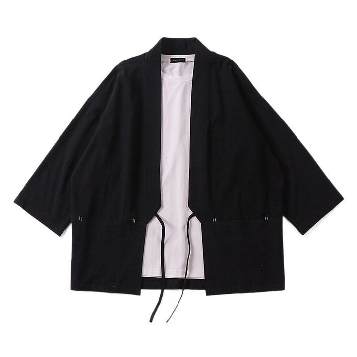 Unisex Kimono-Haori-Jacket with tie belt and three-quarter sleeves