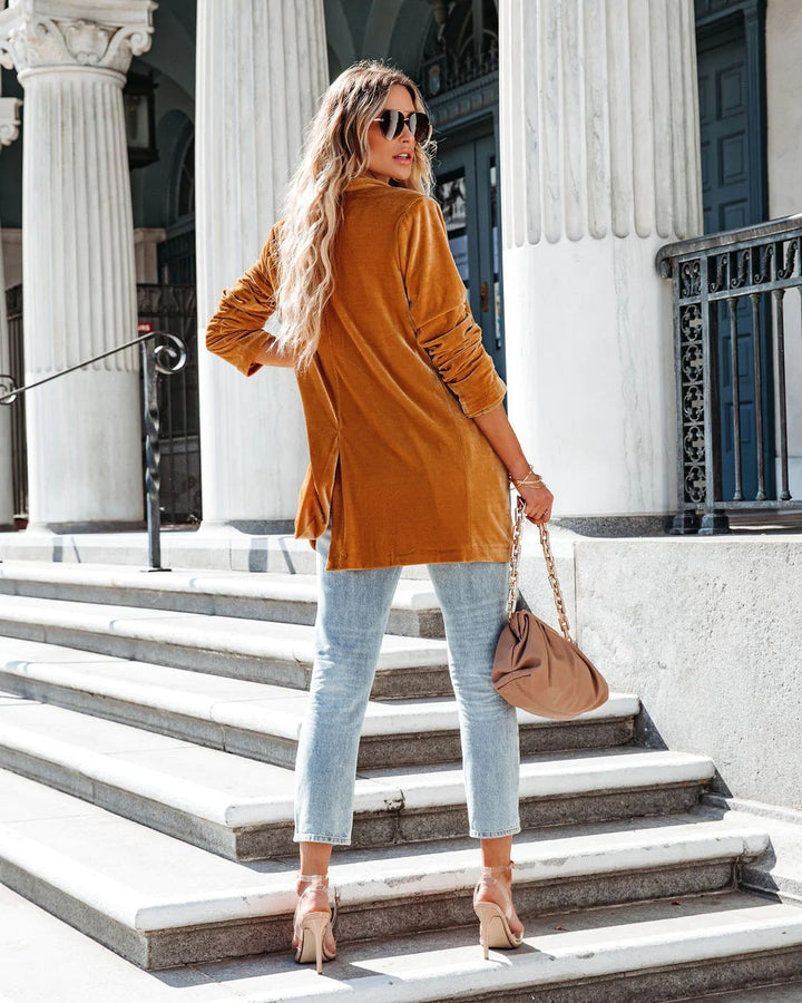 | Gold Velvet Trench Coat Long Skirt Jacket