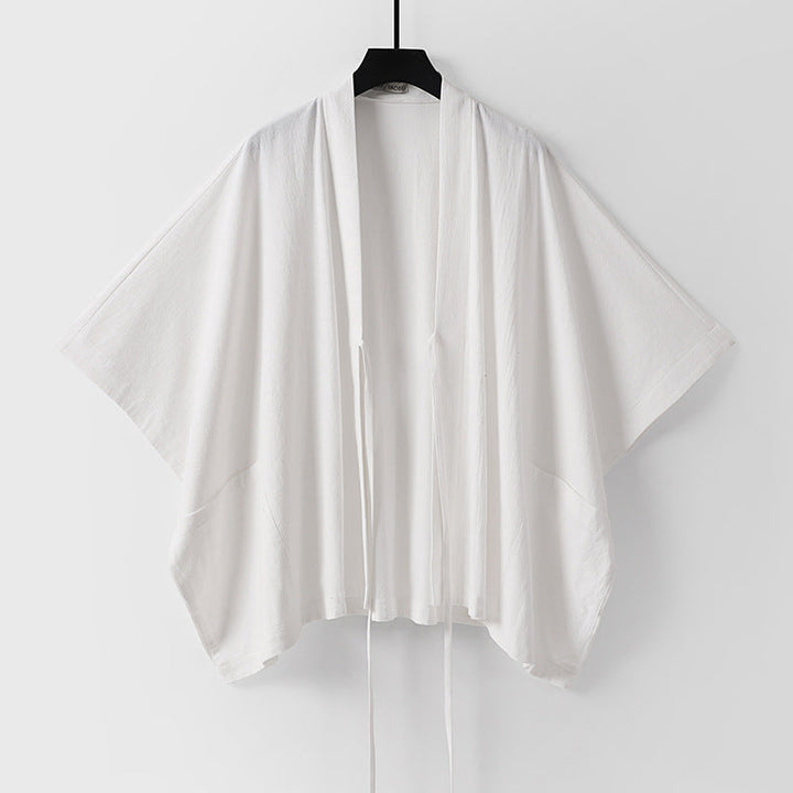 Women Oversize Kimono Cardigan with Tie and Patch Pockets