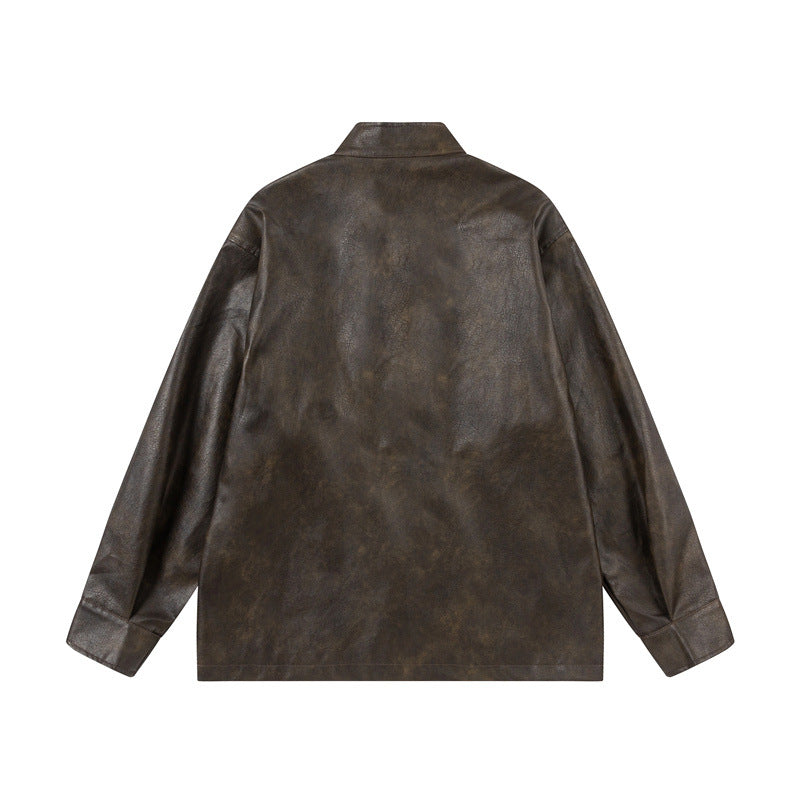 Unisex Asian inspired oversized jacket with mandarin collar and knot closures