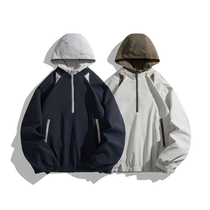 Unisex Lightweight Anorak with Contrast Hood and Half Zip