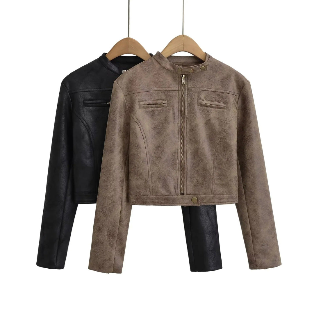 | Cropped Leather Jacket