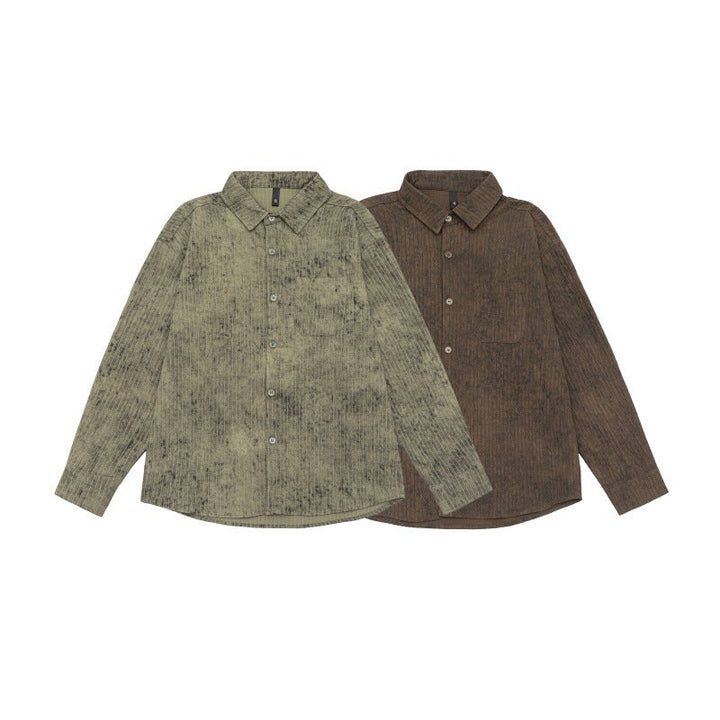 Unisex Lightweight Oversized Shirt Jacket with Washed Texture and Chest Pocket