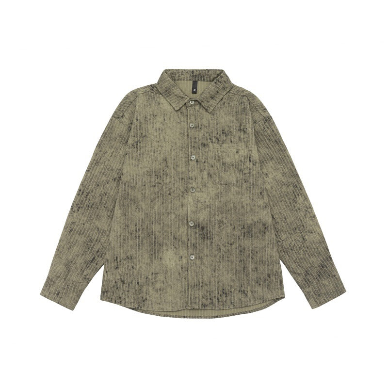 Unisex Lightweight Oversized Shirt Jacket with Washed Texture and Chest Pocket