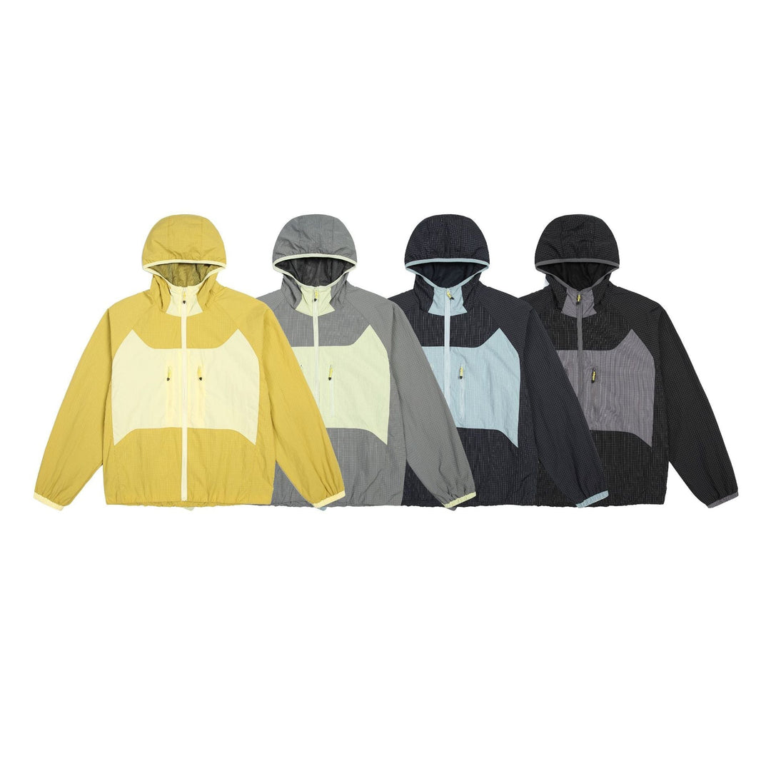 Unisex Light Hooded Windbreaker with Ripstop Material, Colour Block Inserts and Front Pockets