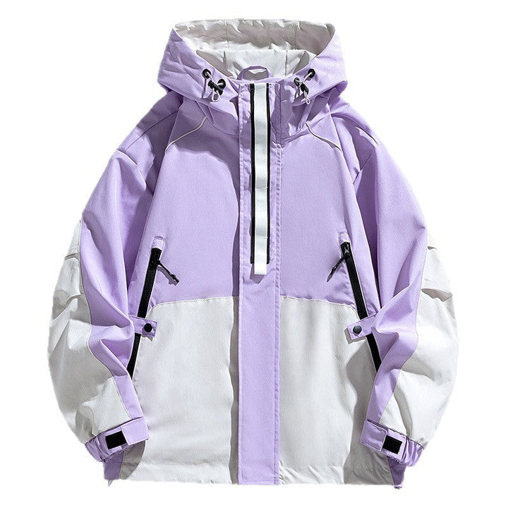 Unisex Lightweight two-tone wind and rain jacket with hood, drawstring and zip pockets