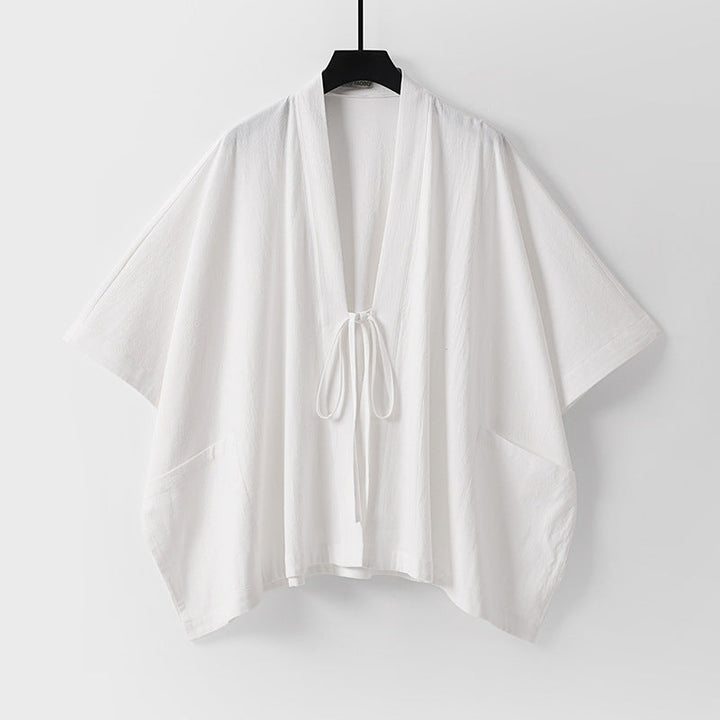 Women Oversize Kimono Cardigan with Tie and Patch Pockets