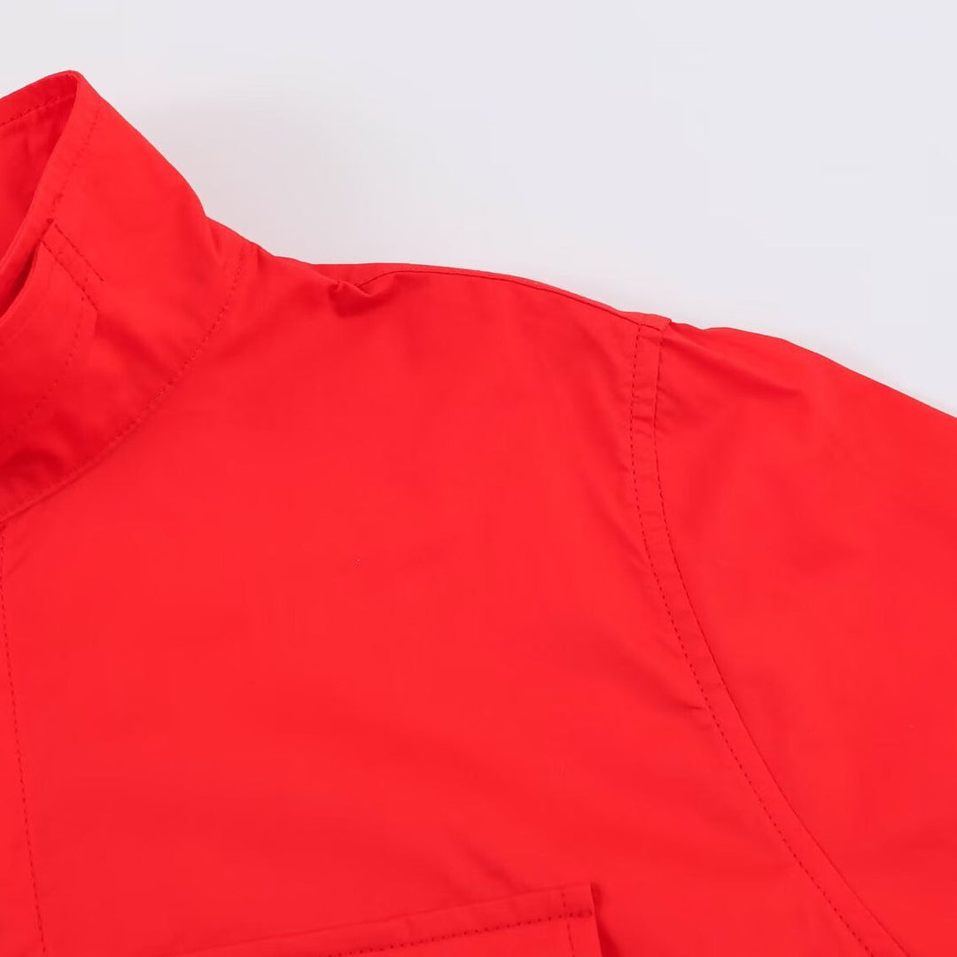 Women’s Oversized Shirt Jacket with Stand Collar and Patch Chest Pockets