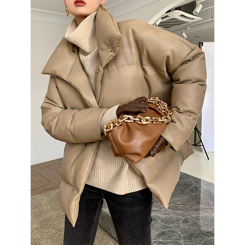 Ladies Fashion Transitional Jacket with High Collar