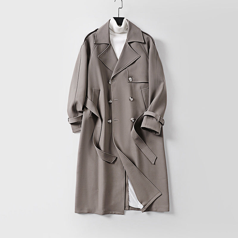 Women Double-Breasted Oversized Trench Coat with Wide Shawl Collar and Belt