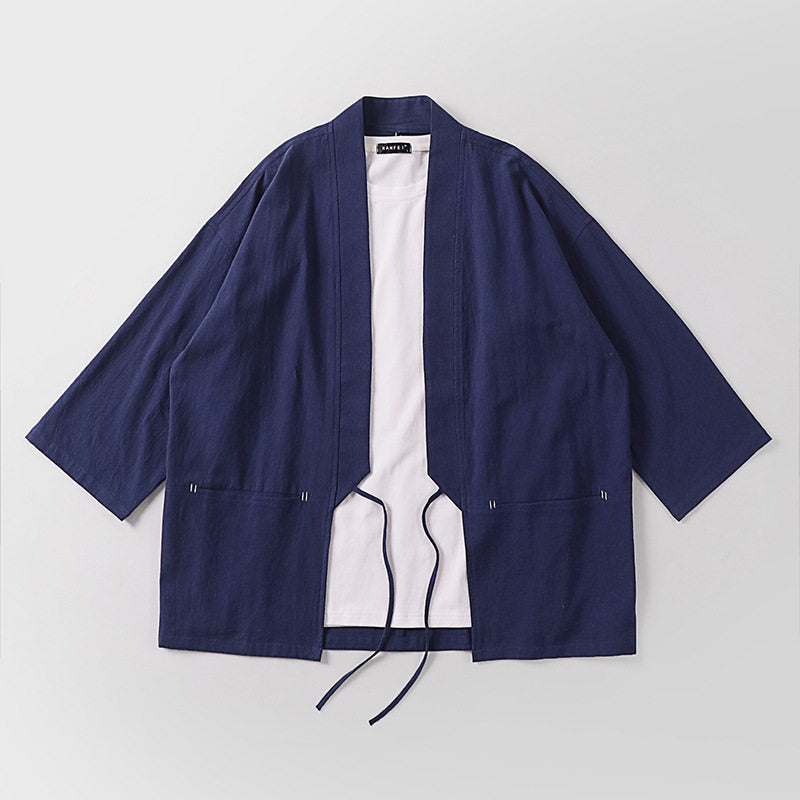 Unisex Kimono-Haori-Jacket with tie belt and three-quarter sleeves