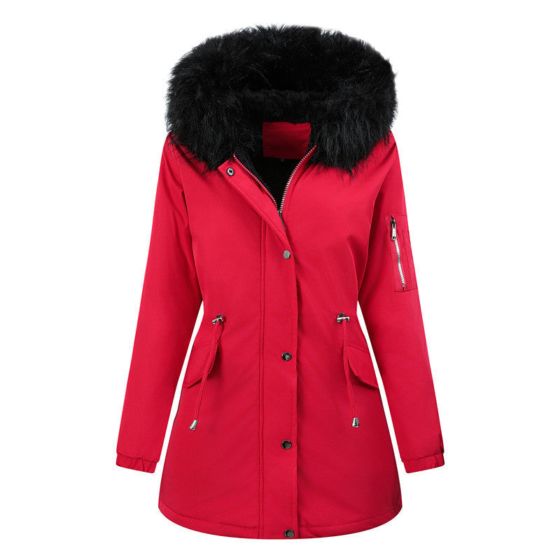 Women’s Thermo Parka with Sherpa Lining, Faux Fur Hood and Tailored Drawstring
