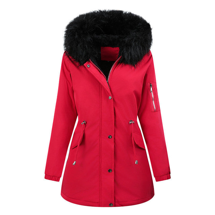 Women’s Thermo Parka with Sherpa Lining, Faux Fur Hood and Tailored Drawstring