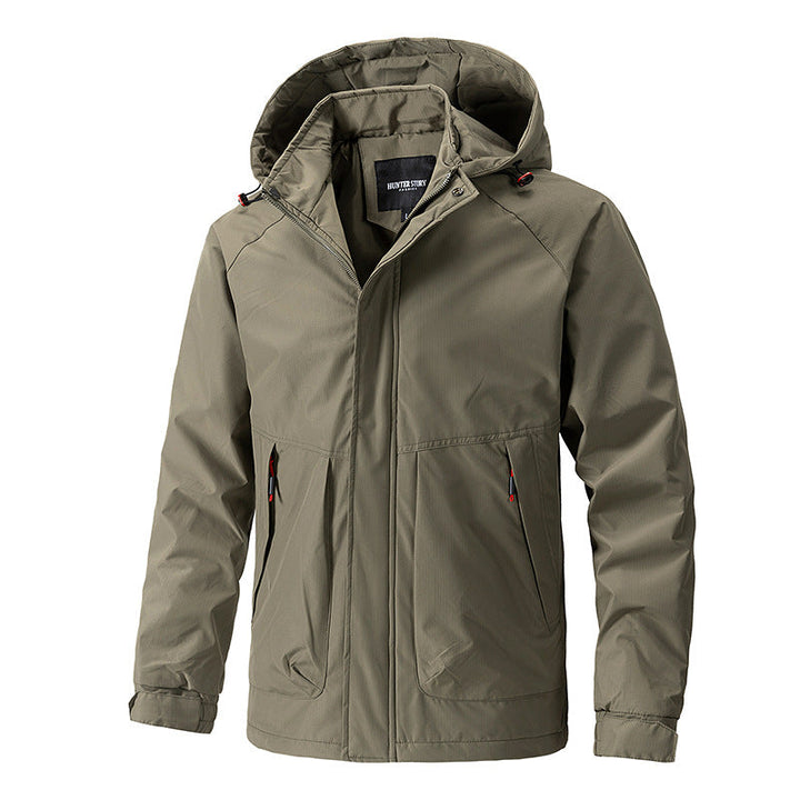 Men Water-resistant Outdoor Parka with Hood, Breathable and Windproof