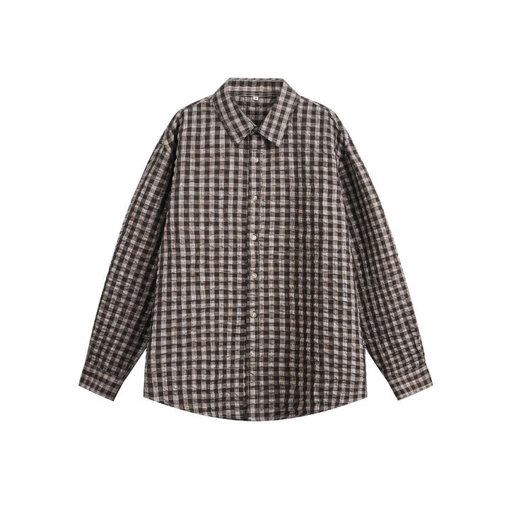 Unisex Oversized Checked Shirt Jacket with Pocket and Soft Textured Fabric