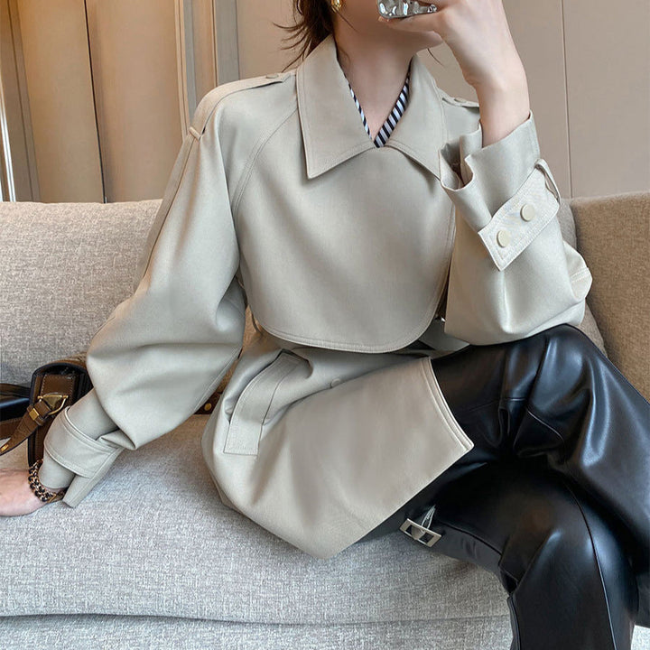 Women Modern Trench Coat with Waist Belt