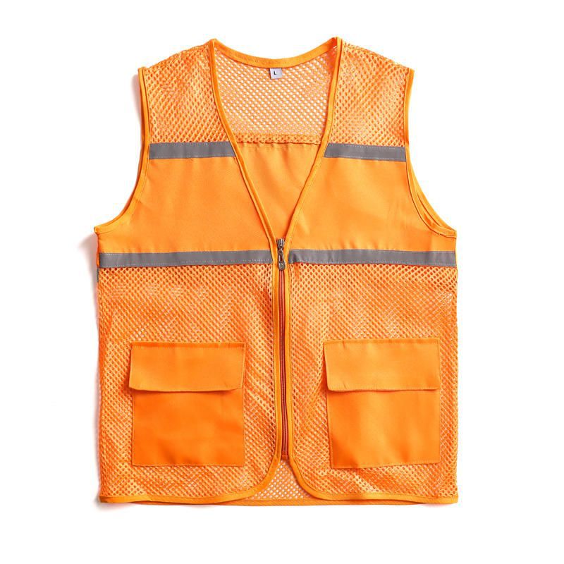 Unisex Visible Utility Vest with Breathable Mesh, Reflective Straps and Generous Front Pockets