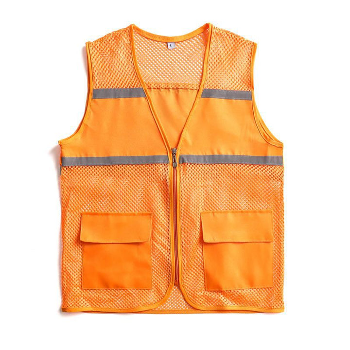 Unisex Visible Utility Vest with Breathable Mesh, Reflective Straps and Generous Front Pockets