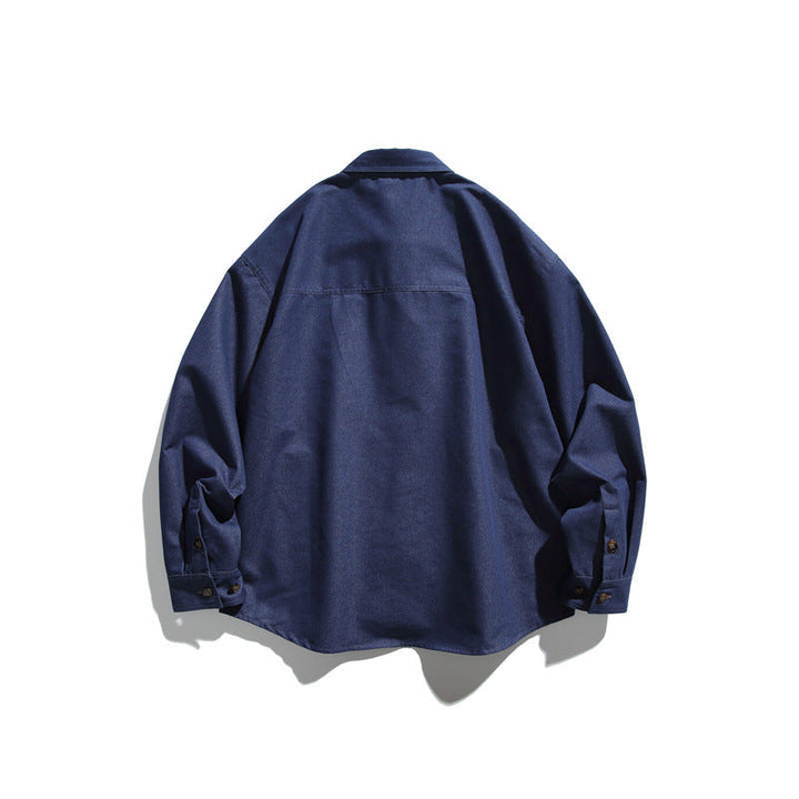 Unisex Oversize shirt jacket made of durable cotton blend with contrasting faux leather chest pocket
