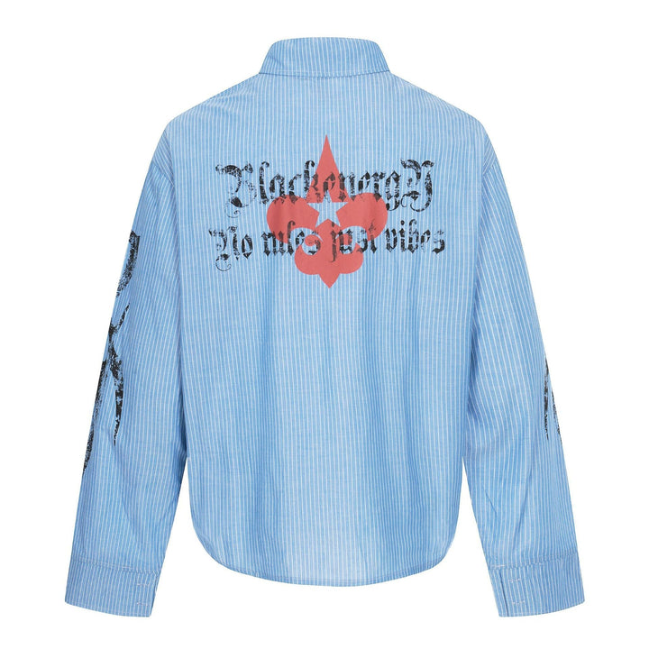 Unisex Oversize Shirt Jacket with Patch Chest Pockets and Decorative Print Details