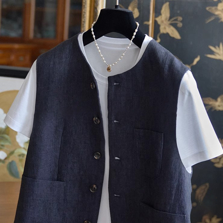 Women Fashionable Linen Vest