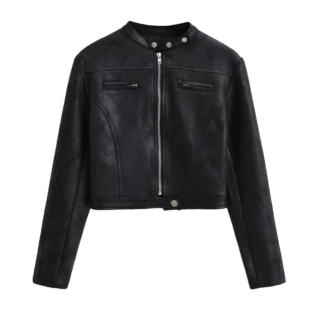 | Cropped Leather Jacket