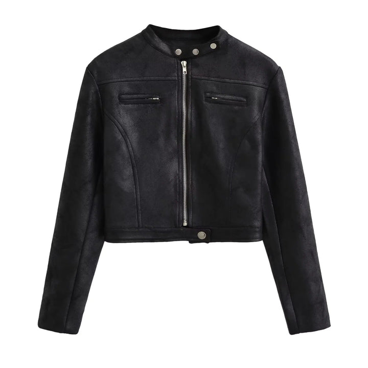 | Cropped Leather Jacket