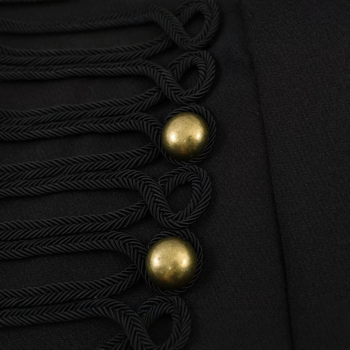 Women military-inspired cropped jacket with stand collar and decorative button detail
