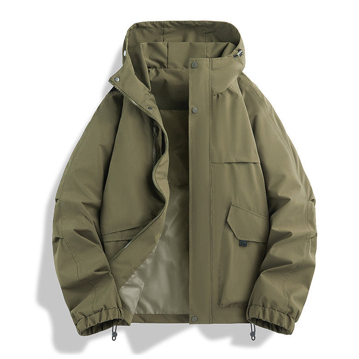 Unisex Lightweight two-tone wind and rain jacket with hood, drawstring and zip pockets
