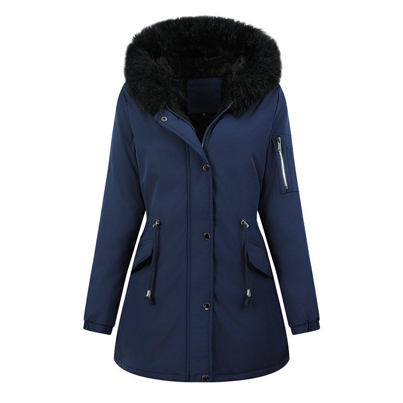 Women’s Thermo Parka with Sherpa Lining, Faux Fur Hood and Tailored Drawstring