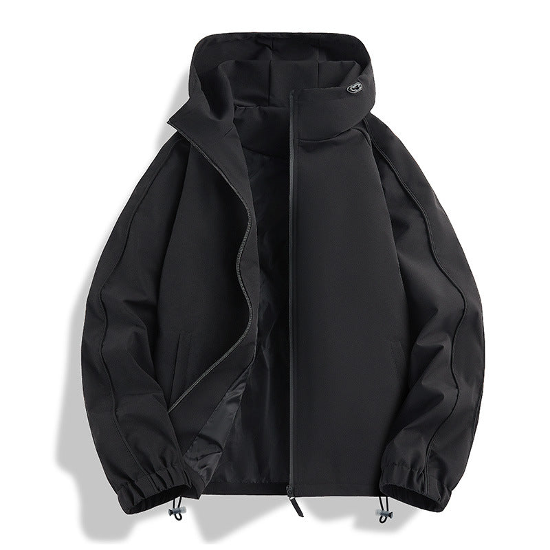 Unisex Lightweight two-tone wind and rain jacket with hood, drawstring and zip pockets