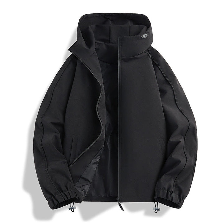 Unisex Lightweight two-tone wind and rain jacket with hood, drawstring and zip pockets