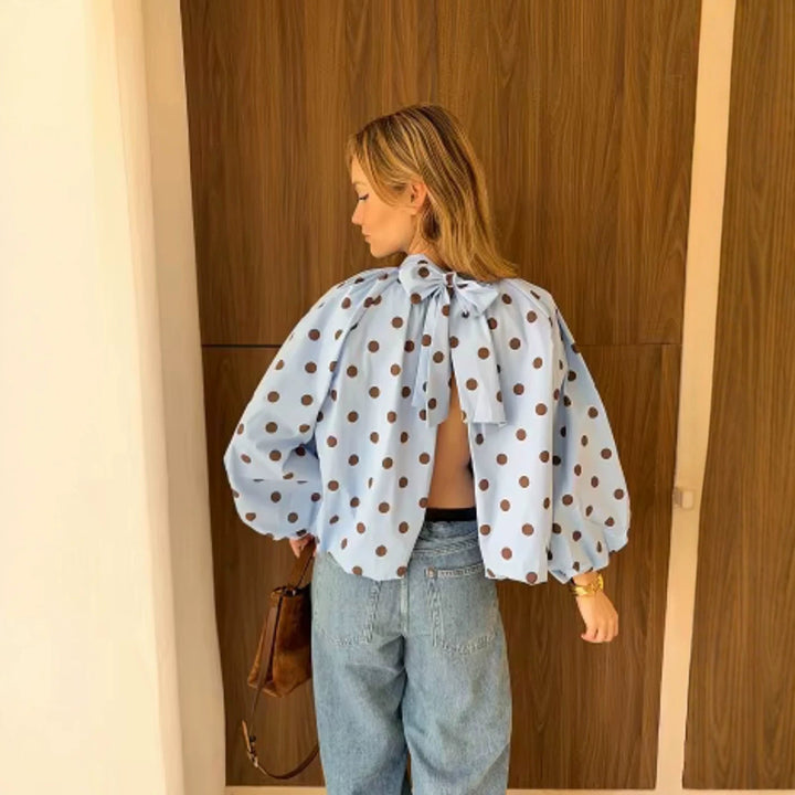 Women Wide Polka Dot Cape in A-Line Cut Made of Lightweight Rain Material