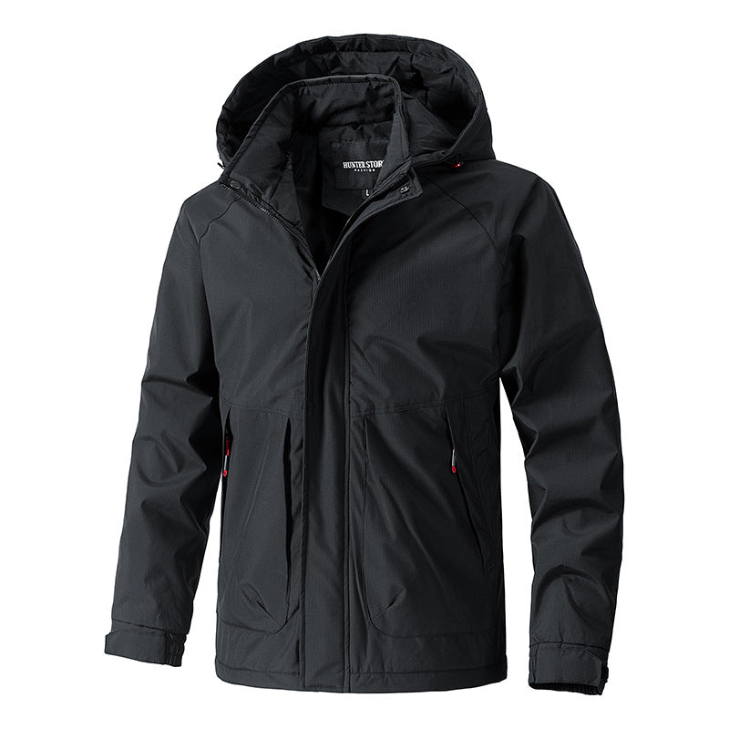 Men Water-resistant Outdoor Parka with Hood, Breathable and Windproof