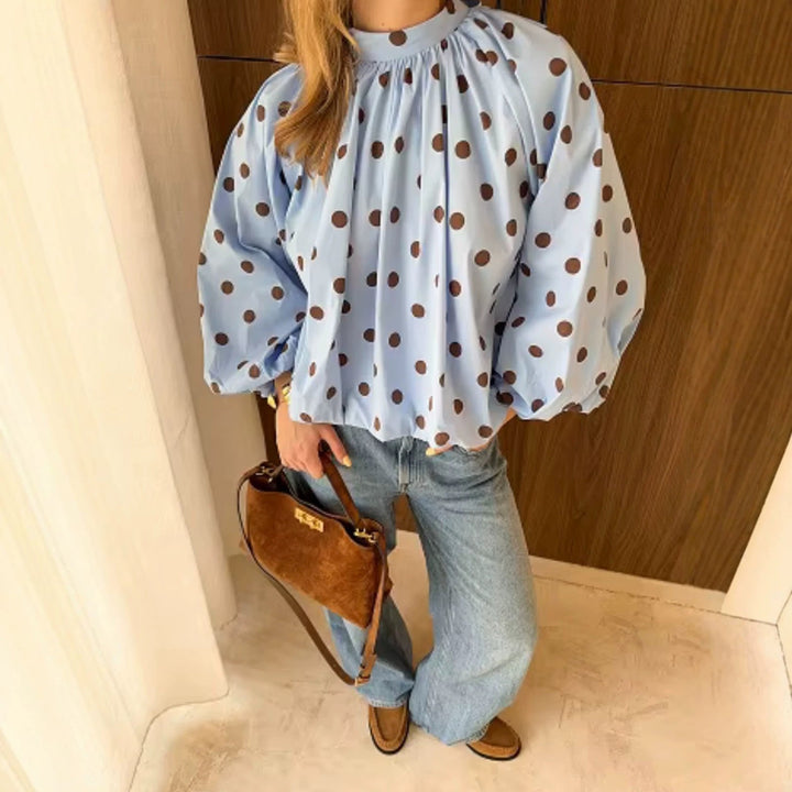 Women Wide Polka Dot Cape in A-Line Cut Made of Lightweight Rain Material