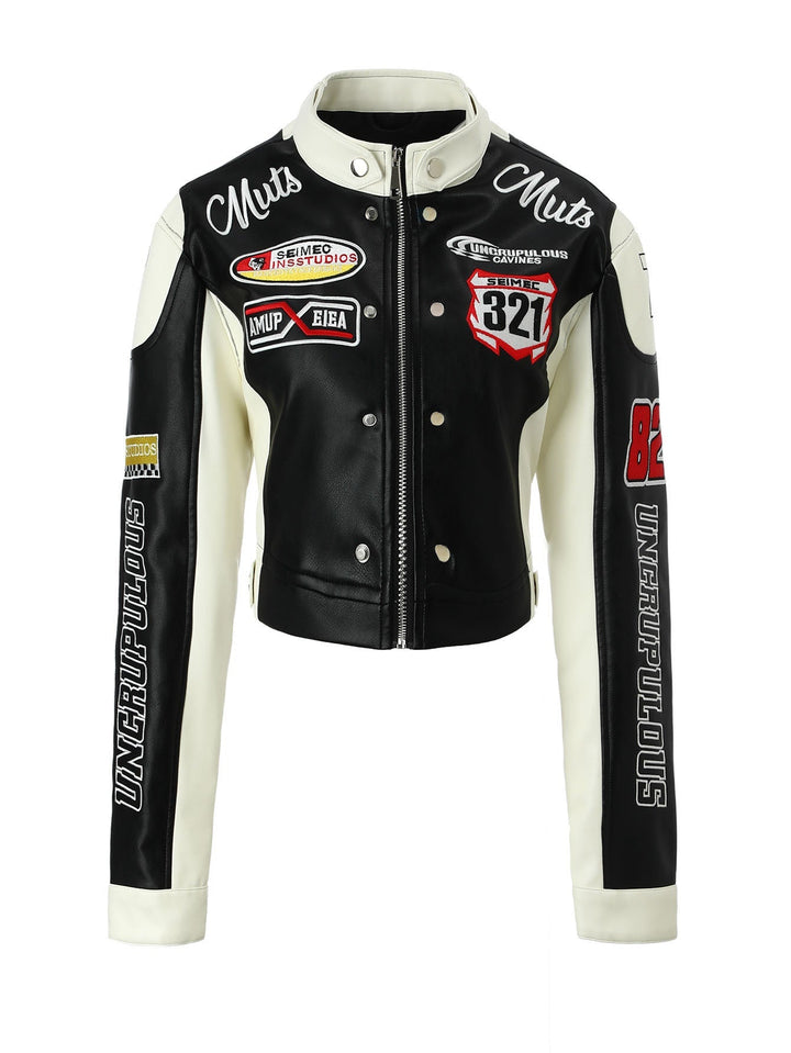 Women Racer Biker Jacket in Retro Motorsport Look
