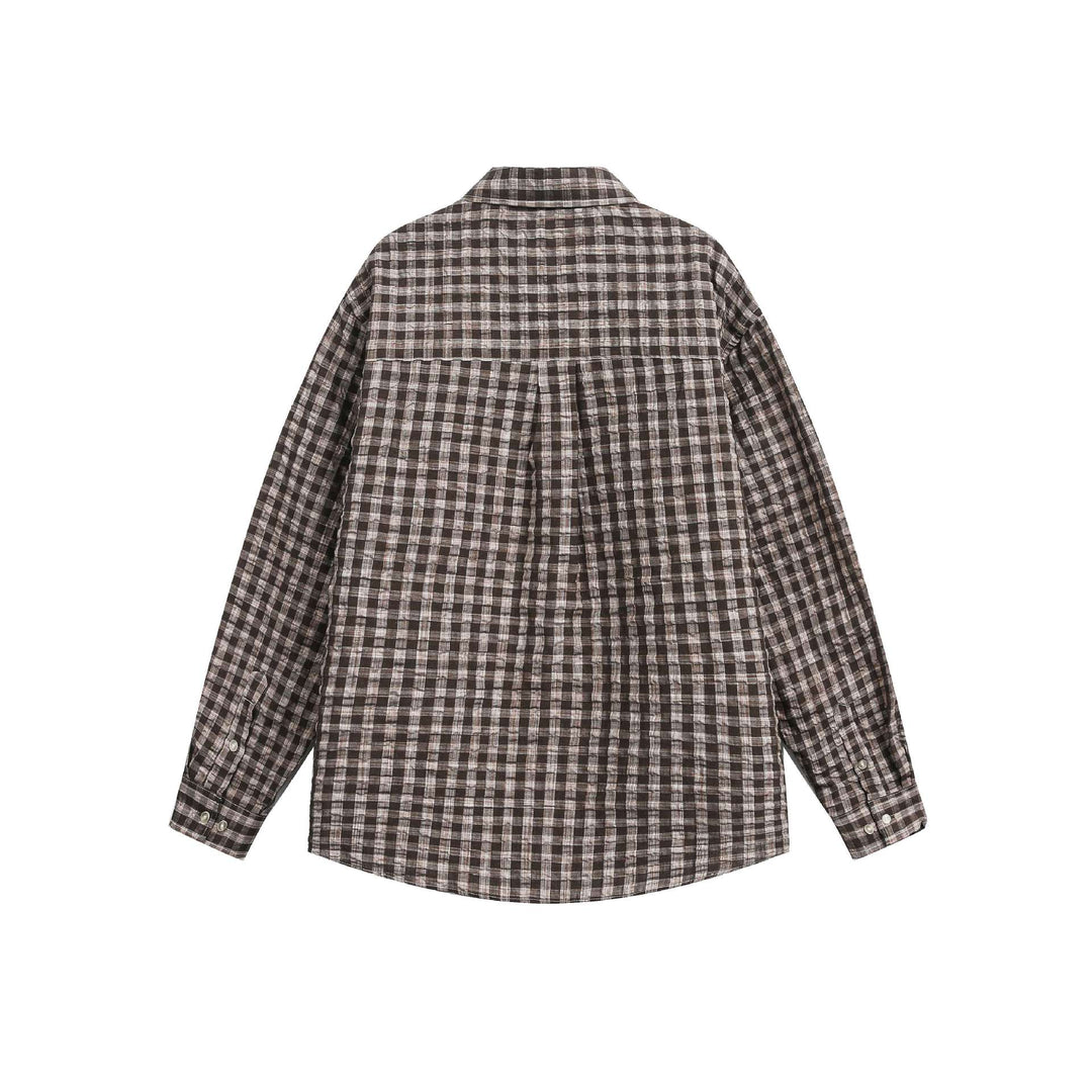 Unisex Oversized Checked Shirt Jacket with Pocket and Soft Textured Fabric