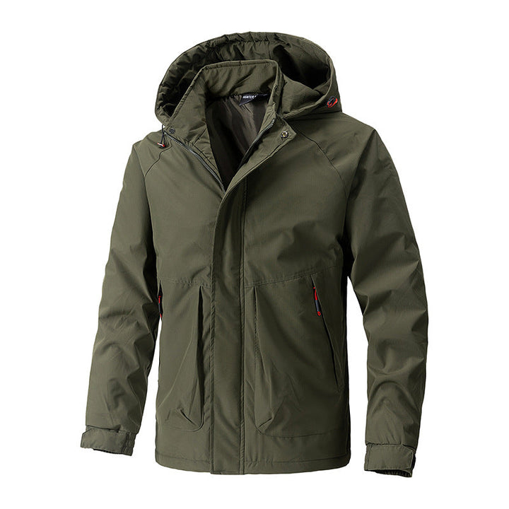 Men Water-resistant Outdoor Parka with Hood, Breathable and Windproof