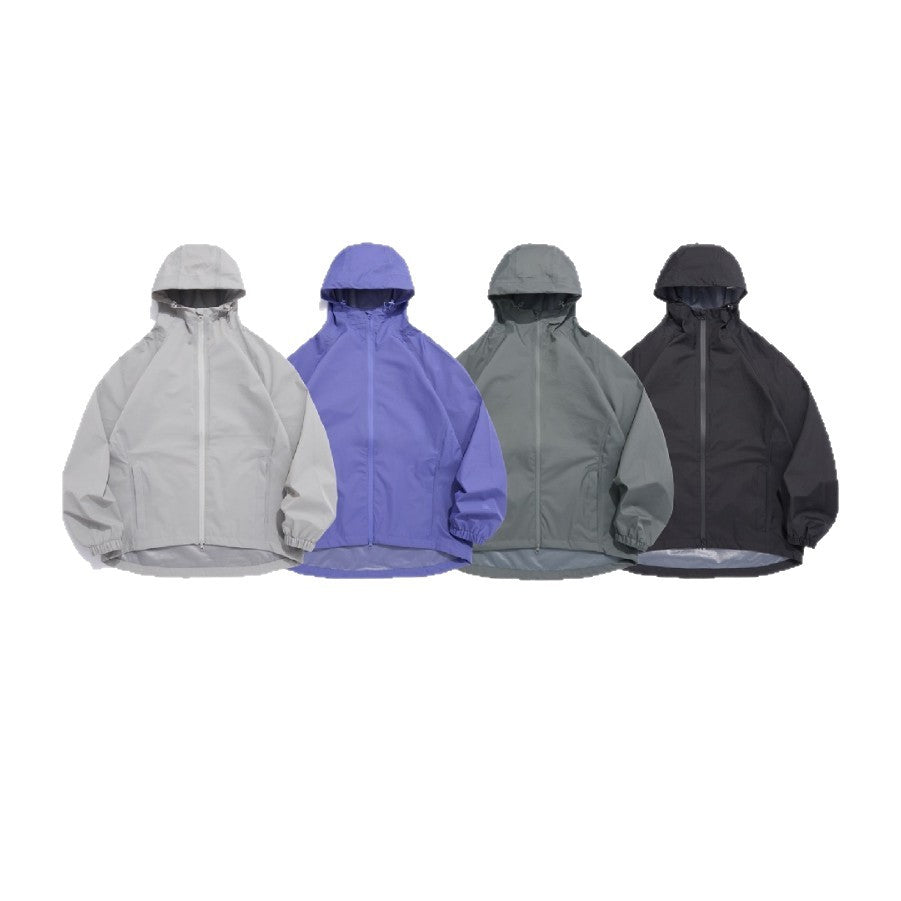 Unisex Lightweight Rain Jacket with Hood, Two-Way Zip and Extended Hem