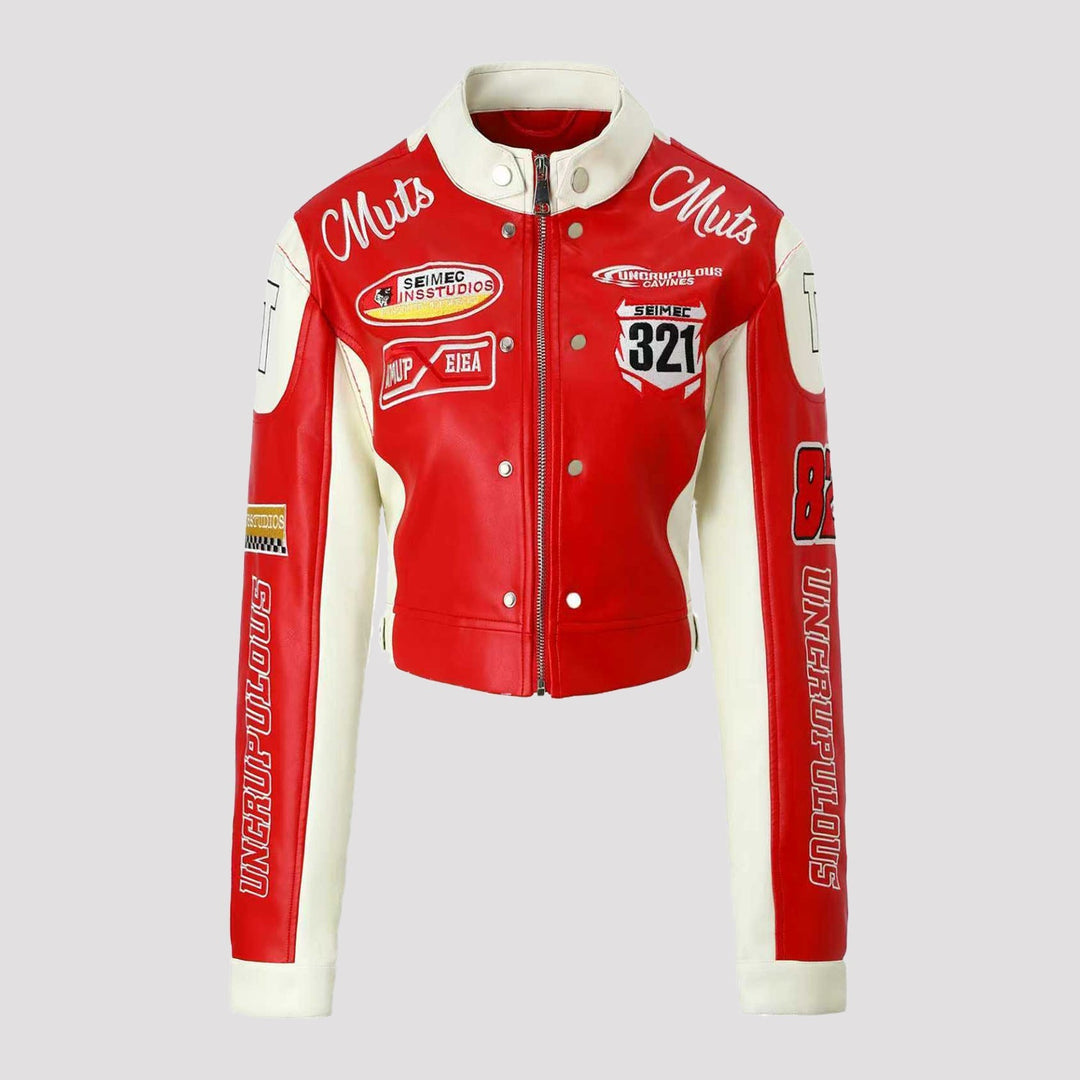 Women Racer Biker Jacket in Retro Motorsport Look