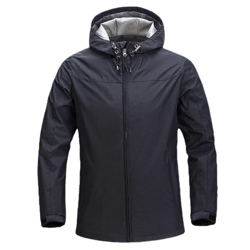 Unisex Lightweight Packable Rain and Wind Jacket with Adjustable Hood and Breathable Lining