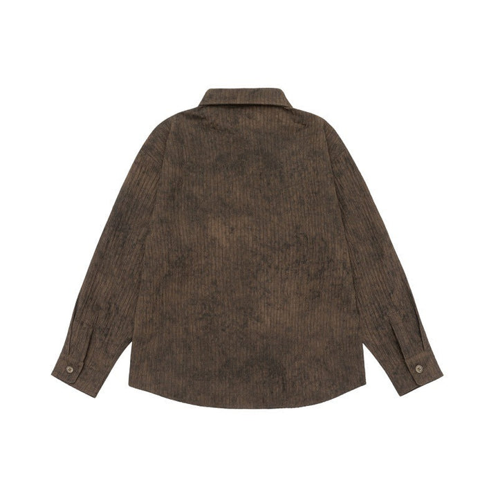 Unisex Lightweight Oversized Shirt Jacket with Washed Texture and Chest Pocket