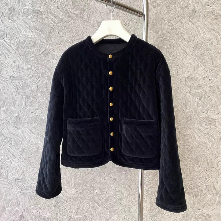 Ladies Fashion Padded Jacket with Button Details