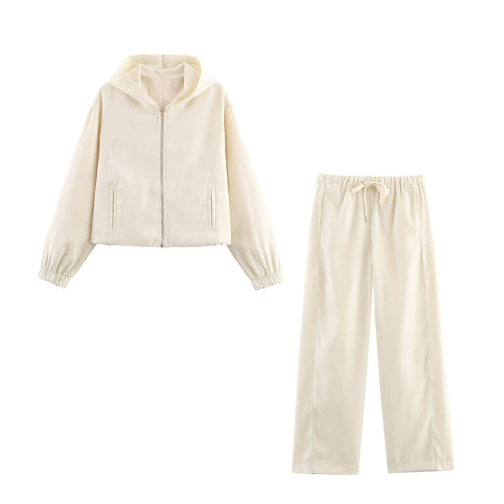 Ladies Boxy Hooded Jacket in Velvet Look with Full Zip and Elastic Hem