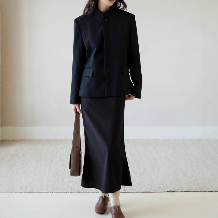 Women’s Fashion Short Jacket with Stand-up Collar