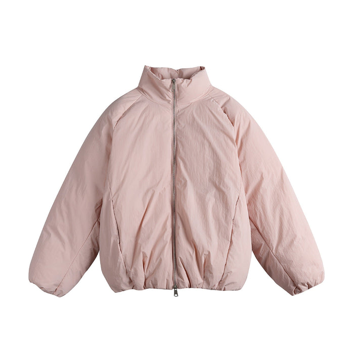 Unisex Oversized Padded Jacket with High Stand-Up Collar and Two-Way Zip