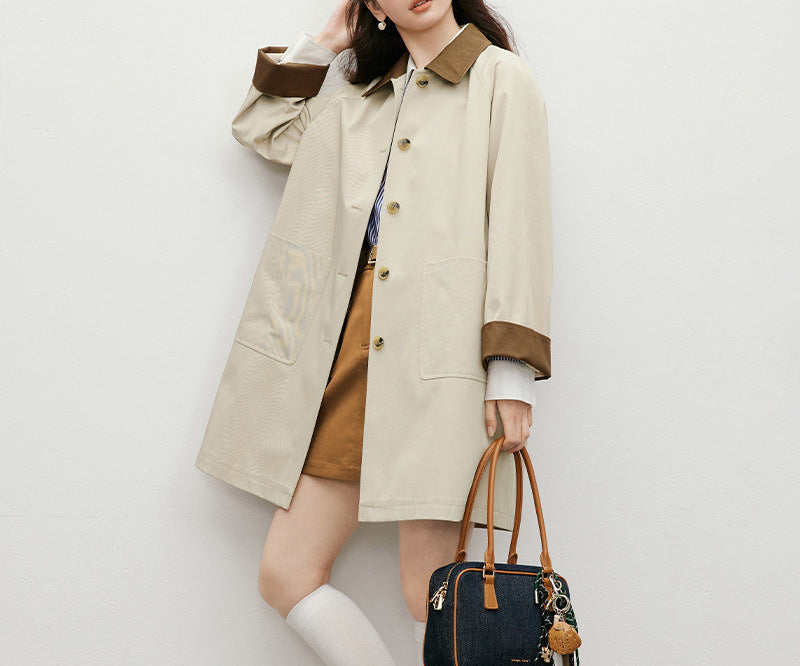 Ladies Fashionable Transitional Jacket with Contrast Collar